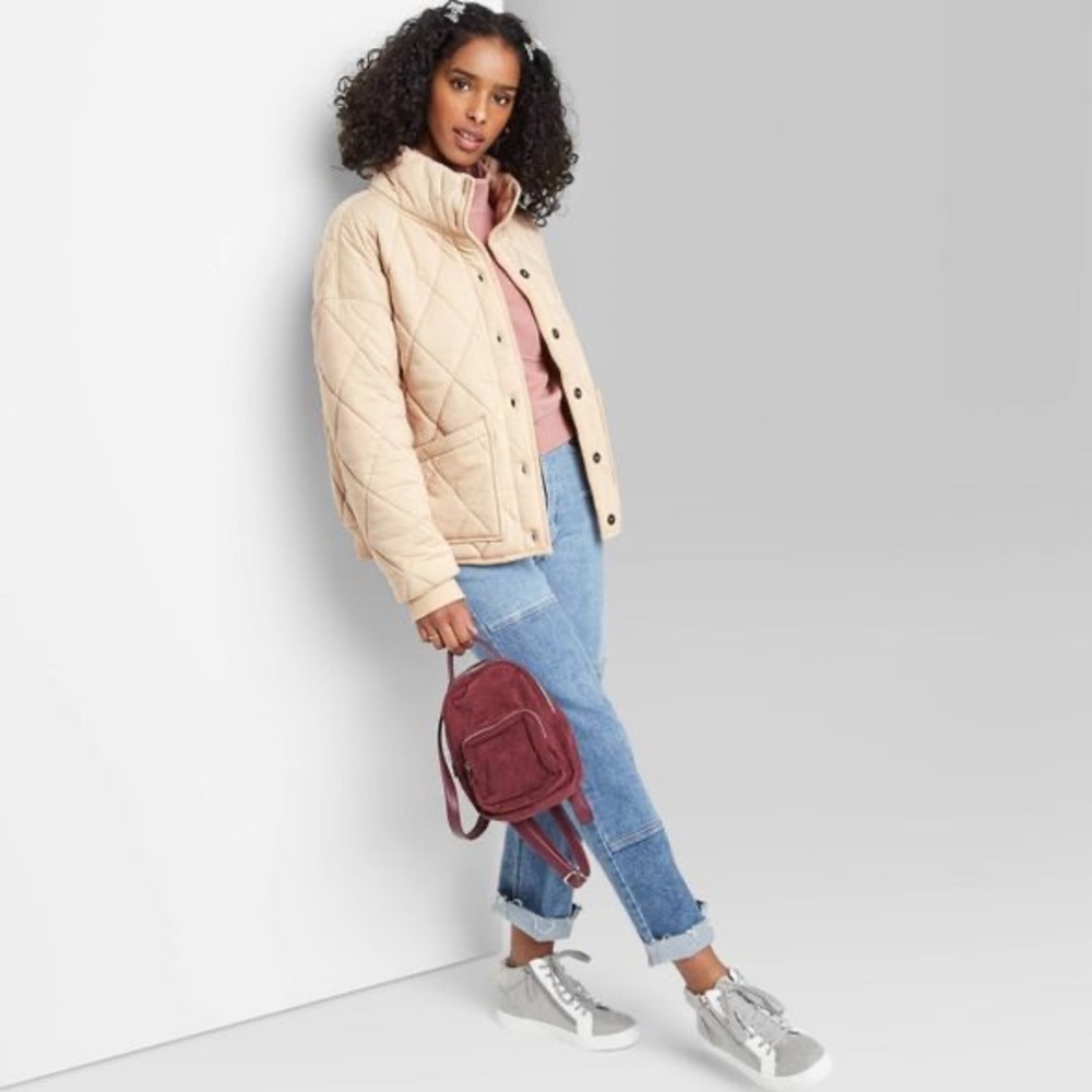 Target Wild Fable Quilted Jacket Beige Tan